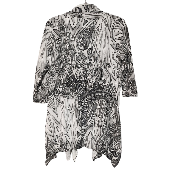 ALBERTO MAKALI Open Front Knit Cardigan Size XL ART TO WEAR Flowy Abstract Artsy - Picture 2 of 12